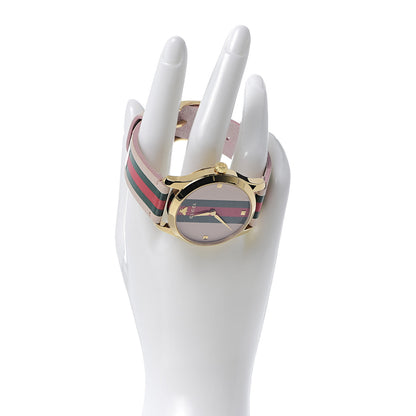 Gucci Stainless Steel Calfskin 38mm G-Timeless Stripe Web Quartz Watch Pink 2 of 6
