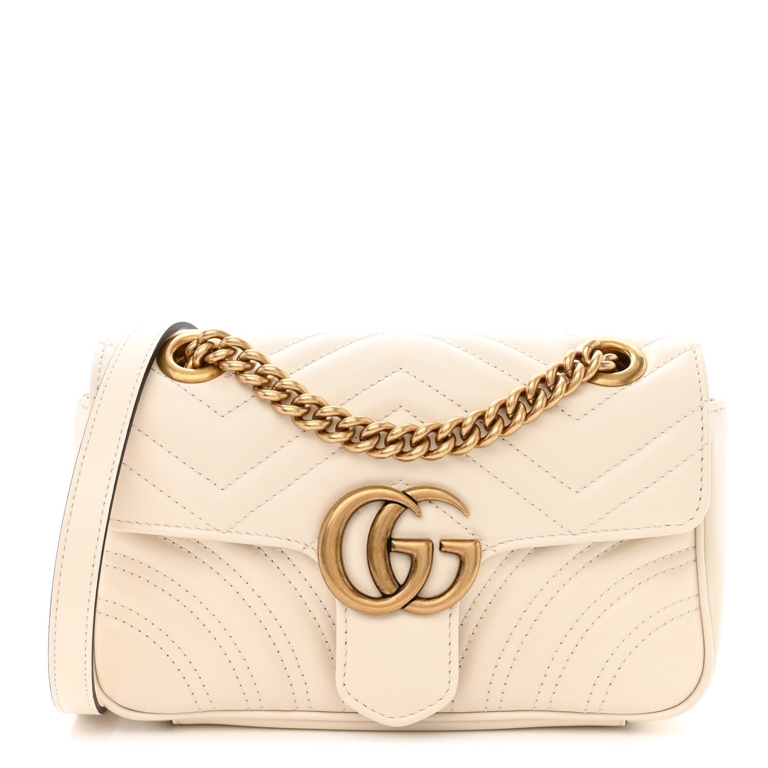 Gucci Calfskin Matelasse Mini GG Marmont Shoulder Bag White 1 of 10