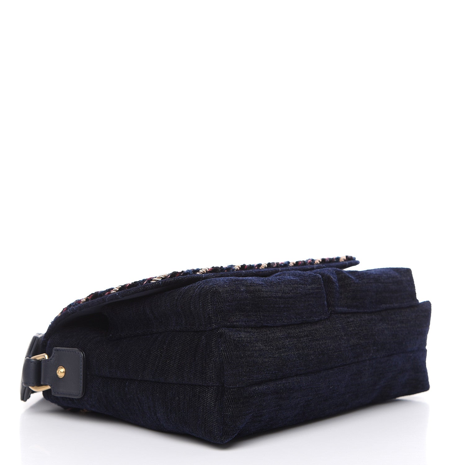 Chanel Wool Velvet Quilted Parisian Stroll Messenger Navy 4 of 9