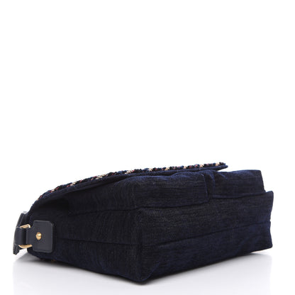 Chanel Wool Velvet Quilted Parisian Stroll Messenger Navy 4 of 9