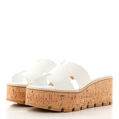 Hermes Calfskin Cork Eze 30 Sandals 36 White 3 of 9