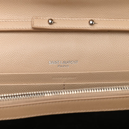 Saint Laurent Grain De Poudre Matelasse Chevron Monogram Chain Wallet Nude Powder 6 of 12
