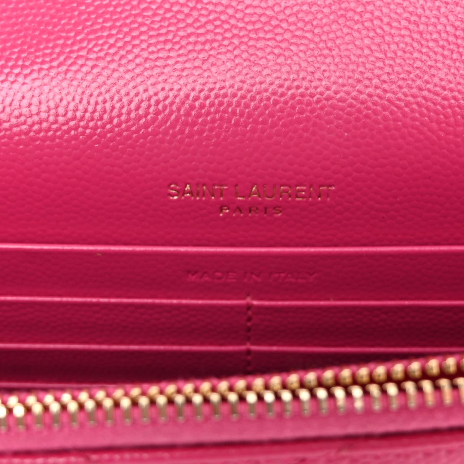 Saint Laurent Grain De Poudre Matelasse Chevron Monogram Envelope Chain Wallet Fresh Fuchsia 6 of 10