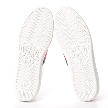 Gucci Calfskin Ayers Web Tiger Embroidered Mens Ace Sneakers 9.5 White Green Red 5 of 12