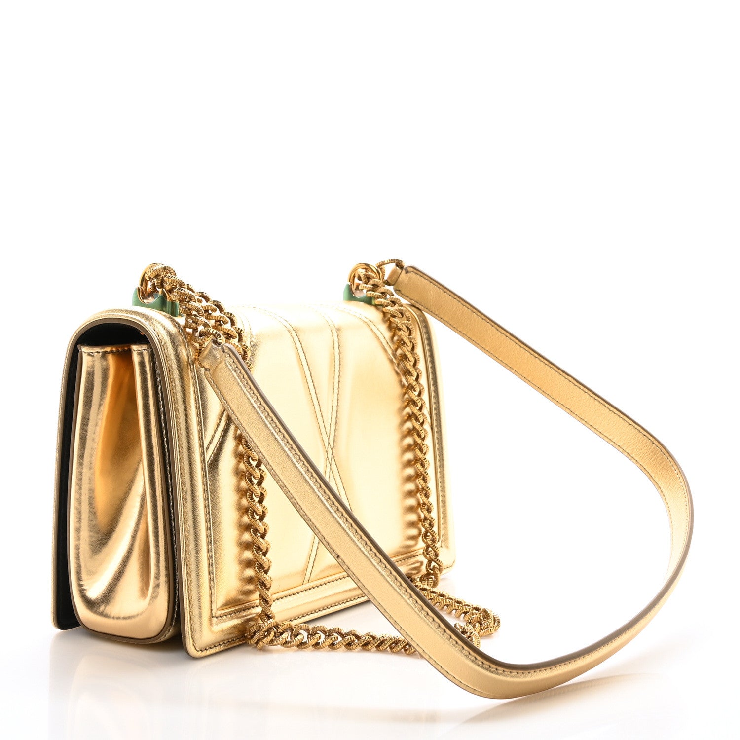 Dolce & Gabbana Metallic Nappa Quilted Medium Devotion Crossbody Bag Gold 3 of 10