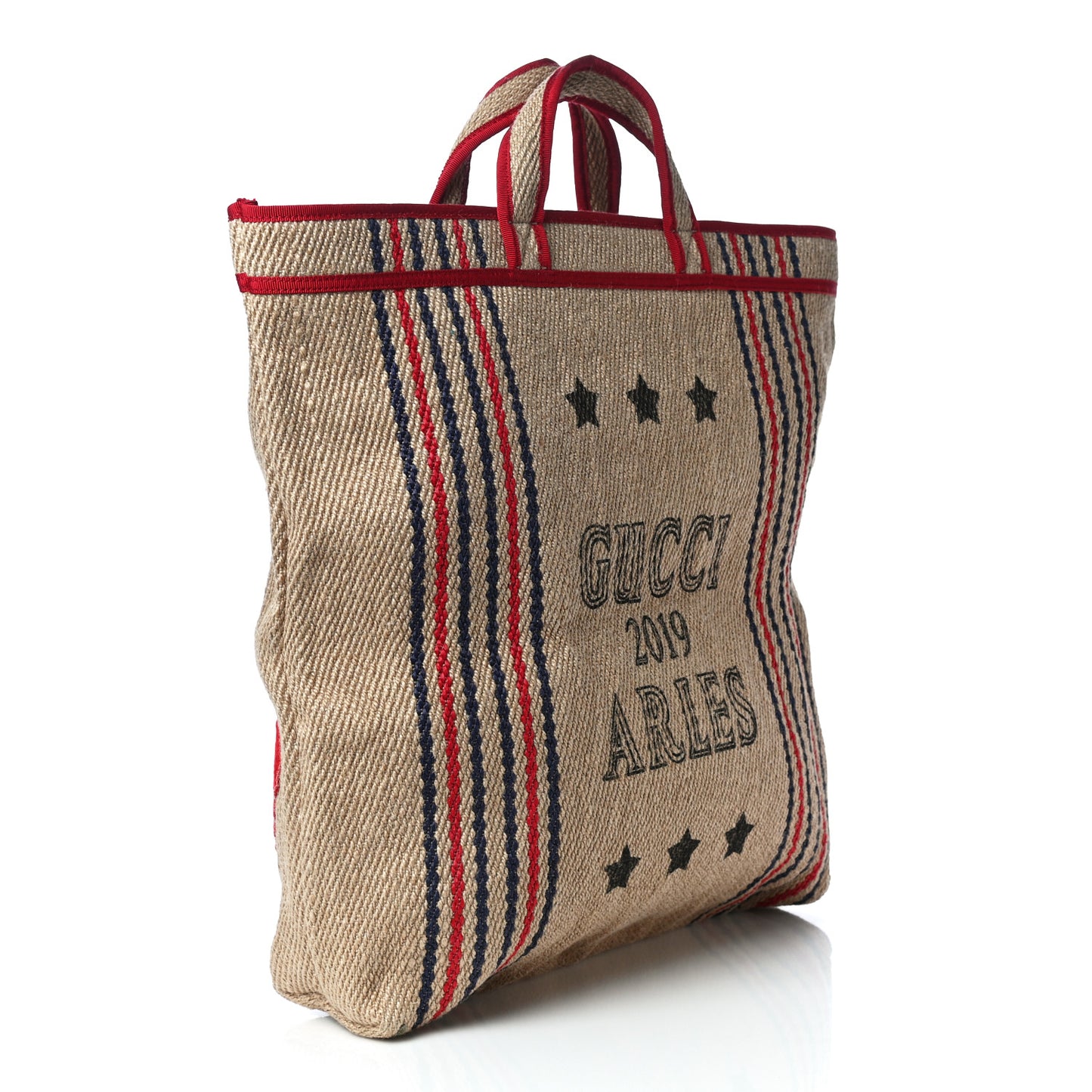 Straw Juta Printed Arles Tote Beige