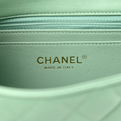 Chanel Lambskin Quilted Mini Rectangular Flap Light Green 6 of 11