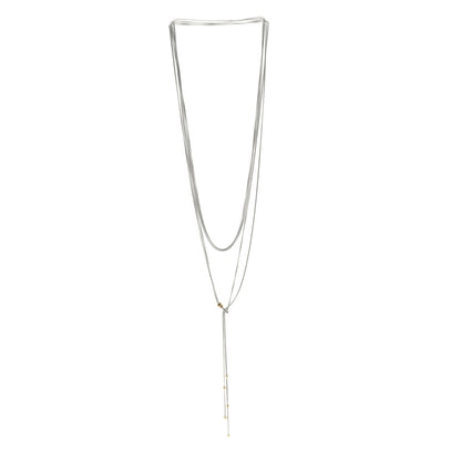 David Yurman Sterling Silver 18K Yellow Gold Diamond Petite Helena Y Necklace 3 of 5