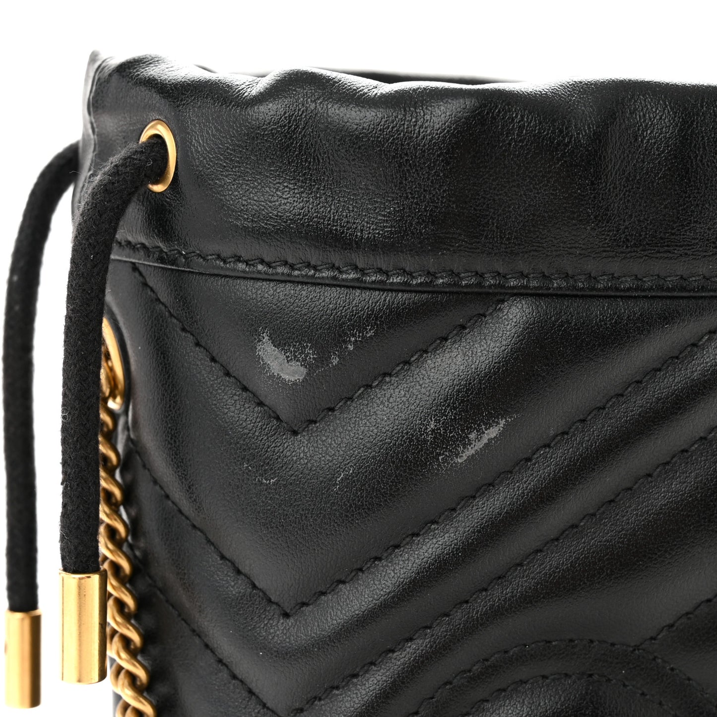 Calfskin Matelasse Mini GG Marmont 2.0 Bucket Bag Black
