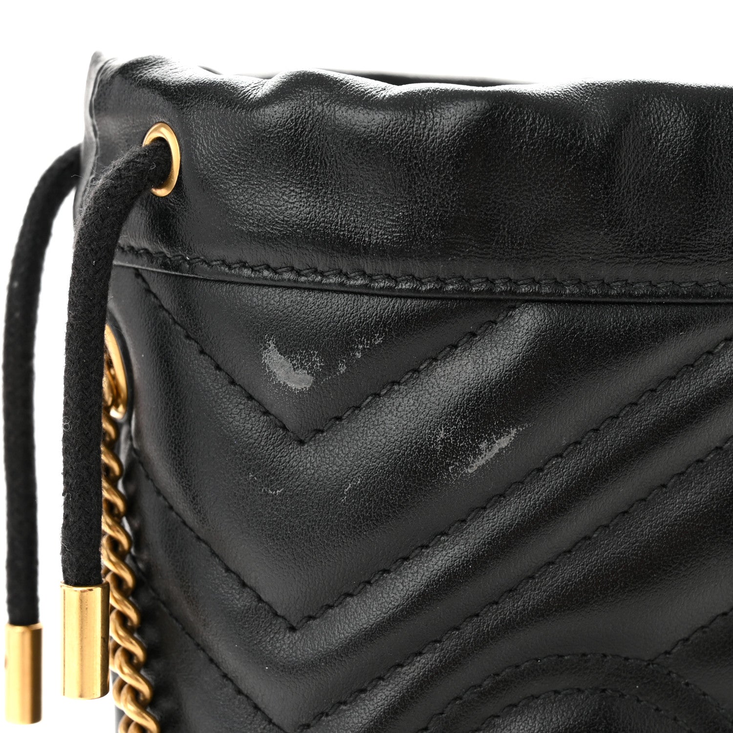 Gucci Calfskin Matelasse Mini GG Marmont 2.0 Bucket Bag Black 13 of 14
