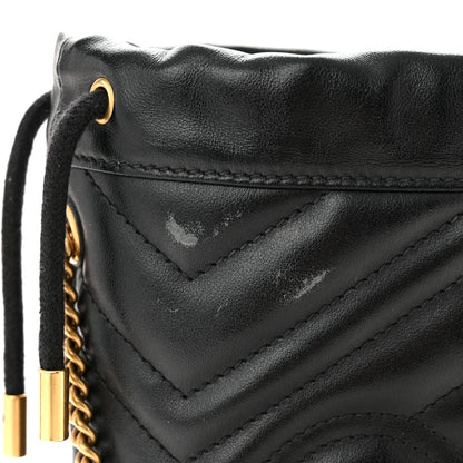 Gucci Calfskin Matelasse Mini GG Marmont 2.0 Bucket Bag Black 13 of 14