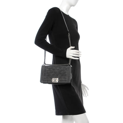 Chanel Denim Quilted Medium Boy Flap Black 2 of 8