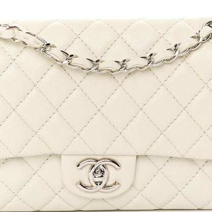 Chanel Washed Caviar Quilted Medium Double Flap White 9 of 12