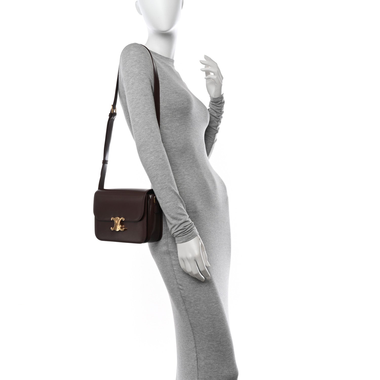 Celine Shiny Calfskin Medium Triomphe Chestnut 3 of 11