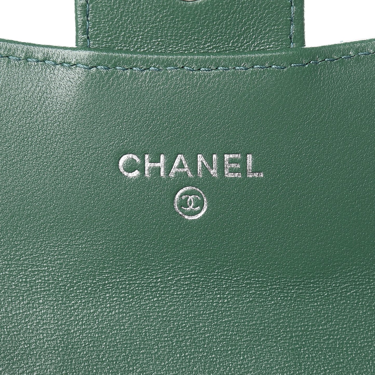 Lambskin Quilted Flap Card Holder Wallet Green