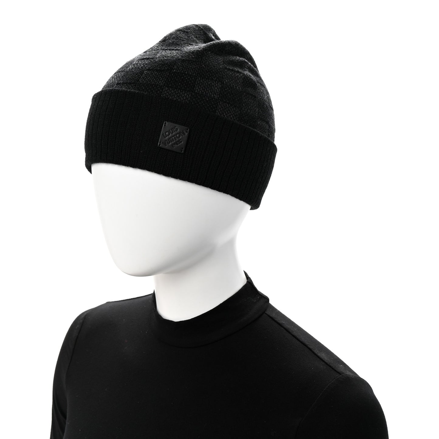 Wool Damier Neo Petit Beanie Hat S Anthracite
