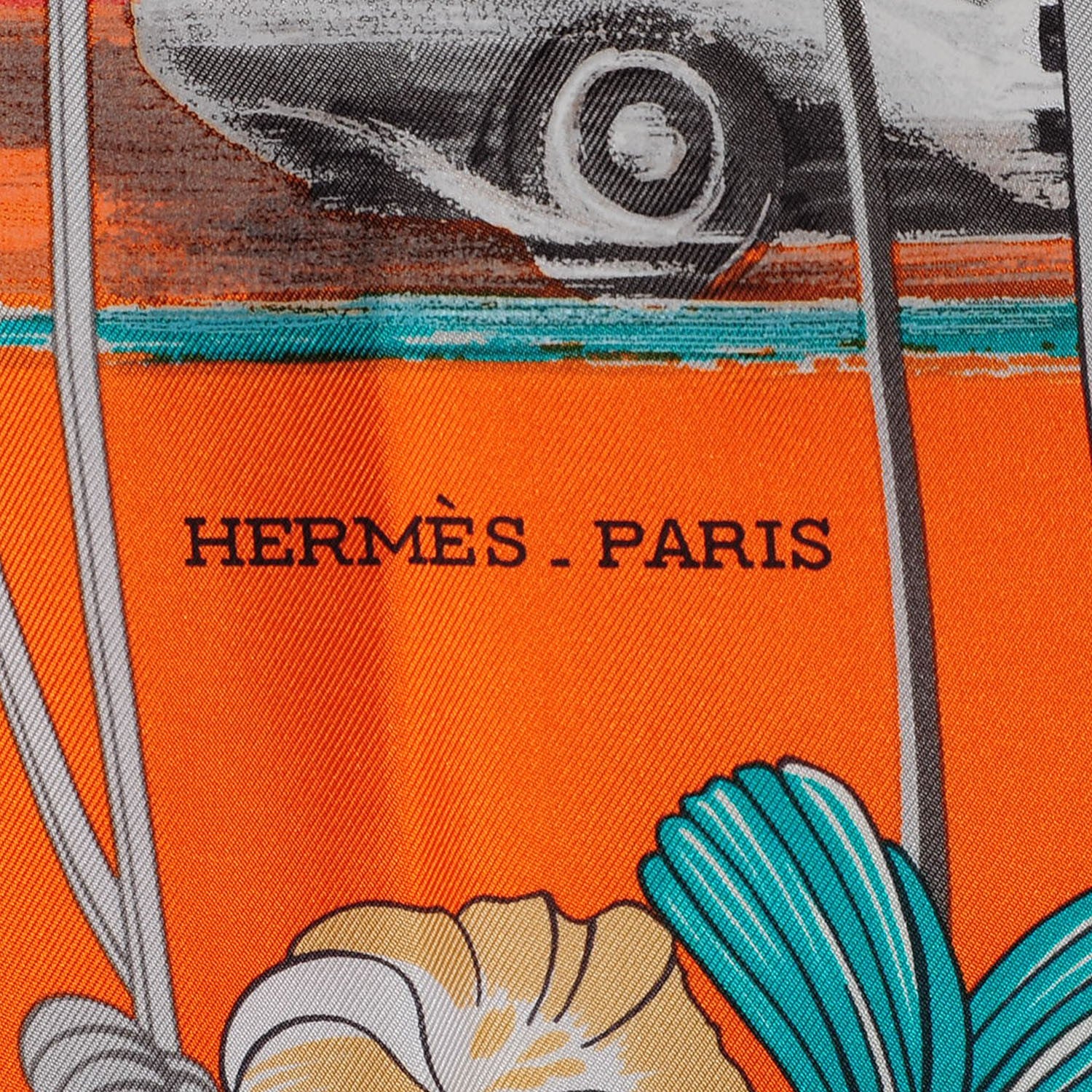 Hermes Silk Soie Les Bolides Scarf 90 Noir Orange Vert 3 of 6
