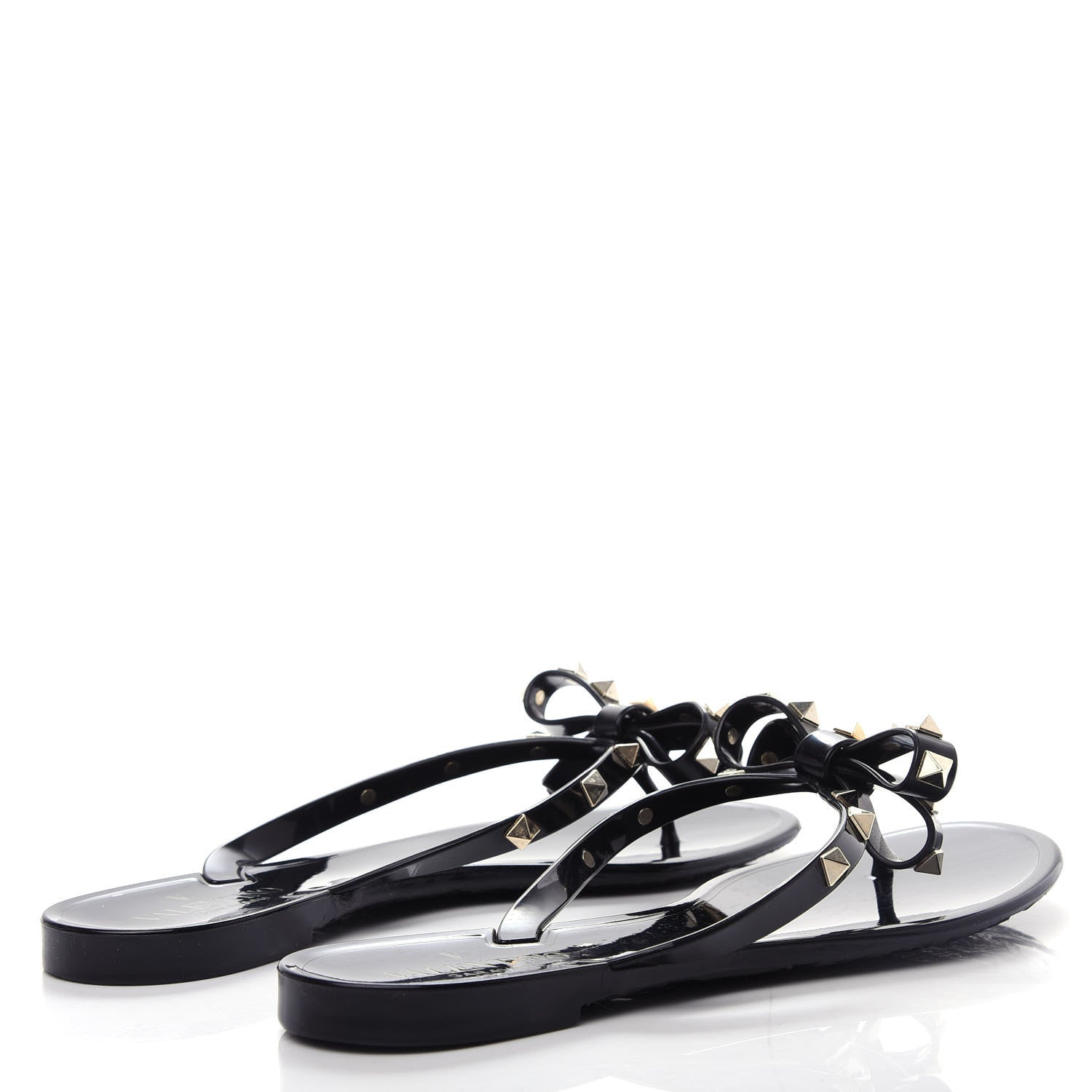 Valentino Garavani PVC Jelly Rockstud Bow Thong Sandals 39 Black 4 of 10