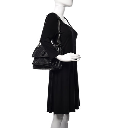 Saint Laurent Crinkled Calfskin Matelasse Monogram Medium Niki Chain Satchel Black 2 of 10