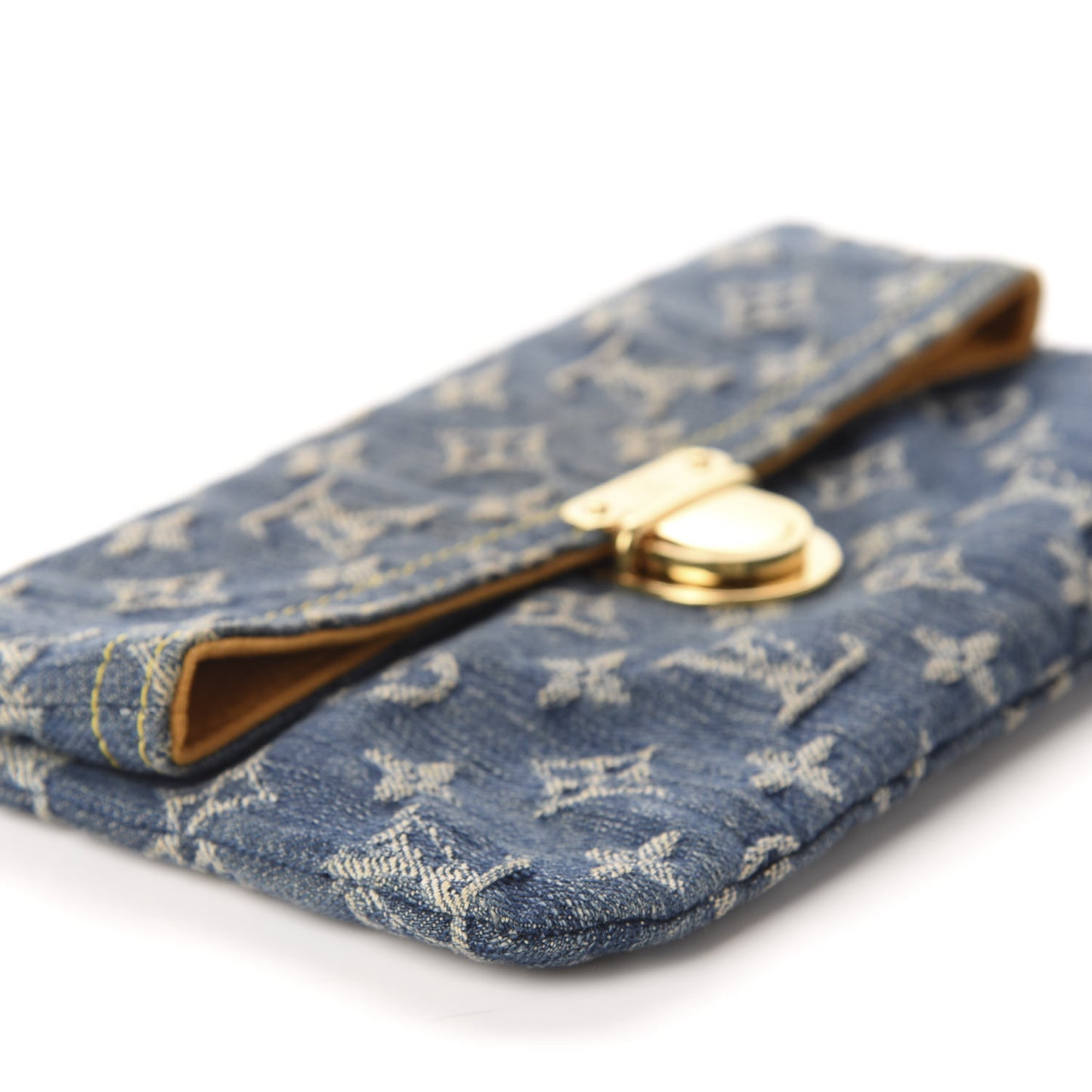 Monogram Denim Pochette Plat Clutch Blue