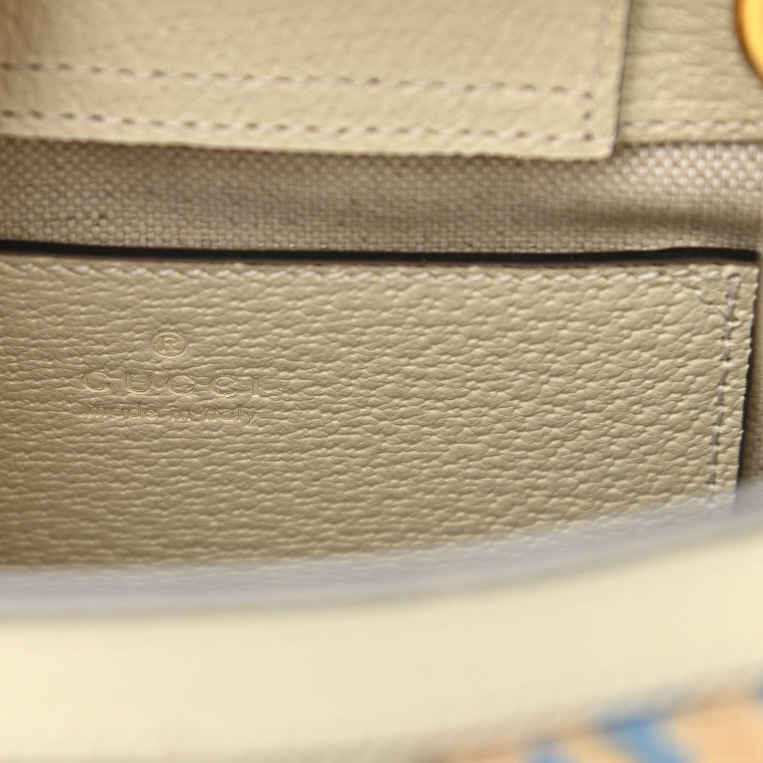 Gucci Raffia Textured Dollar Calfskin Web Houndstooth Mini Diana Tote Bag Light Blue Natural Deep Orange 6 of 7