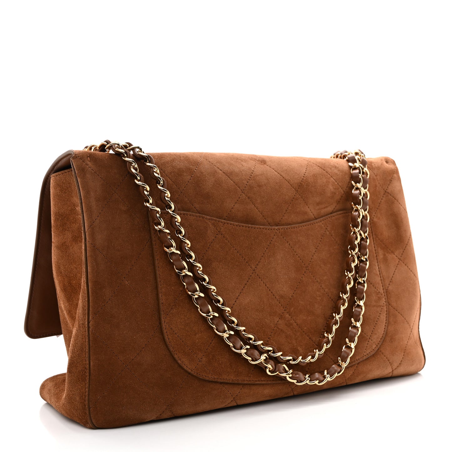 Suede Calfskin Souplissimo Maxi Flap Camel