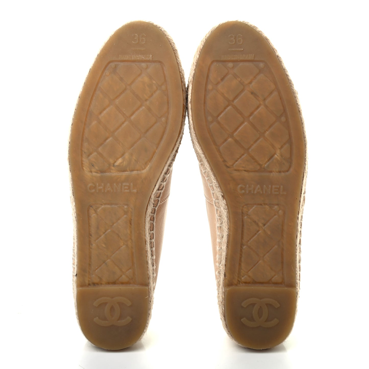 Lambskin CC Espadrilles 36 Beige Black