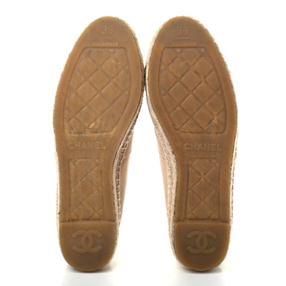 Chanel Lambskin CC Espadrilles 36 Beige Black 5 of 7