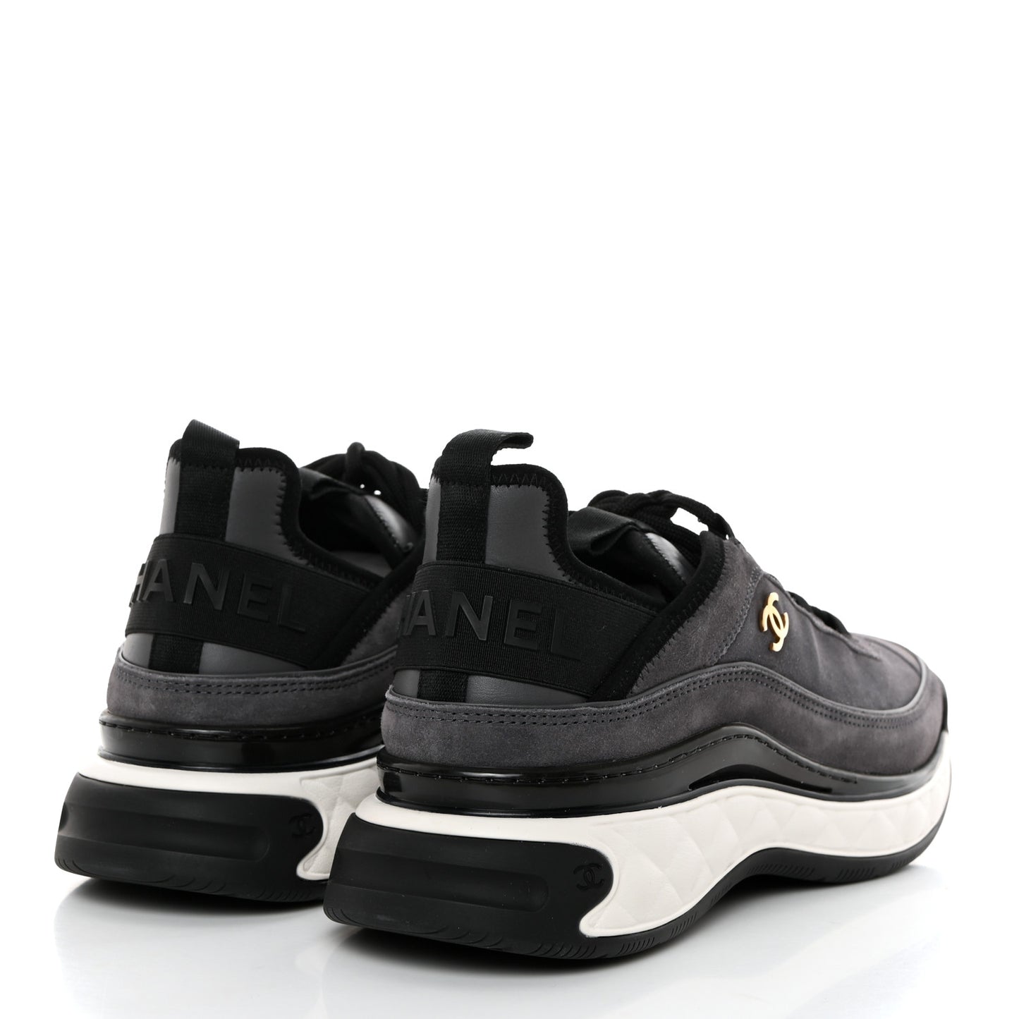 Suede Calfskin Nylon Grosgrain CC Sneakers 41 Gray
