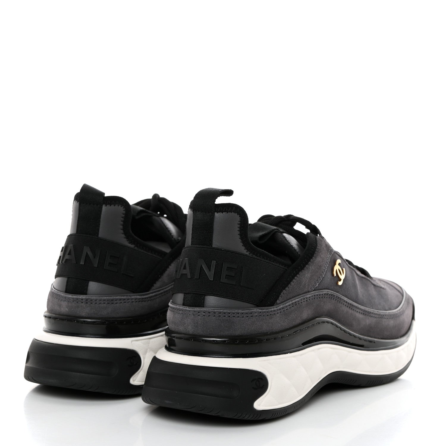 Chanel Suede Calfskin Nylon Grosgrain CC Sneakers 41 Gray 4 of 9