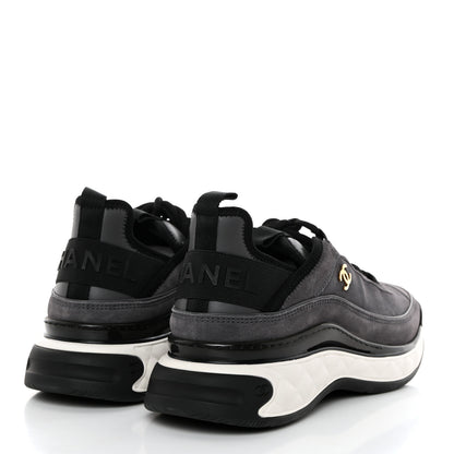 Chanel Suede Calfskin Nylon Grosgrain CC Sneakers 41 Gray 4 of 9
