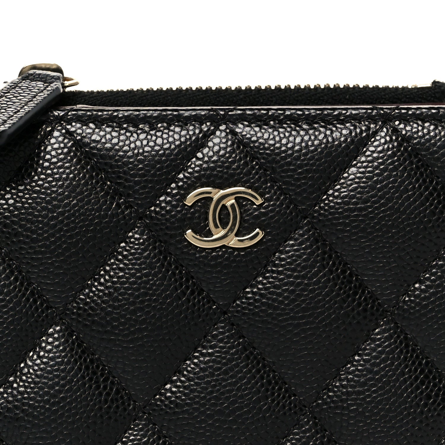 Chanel Caviar Quilted CC Zip Compact Wallet Black 1802543