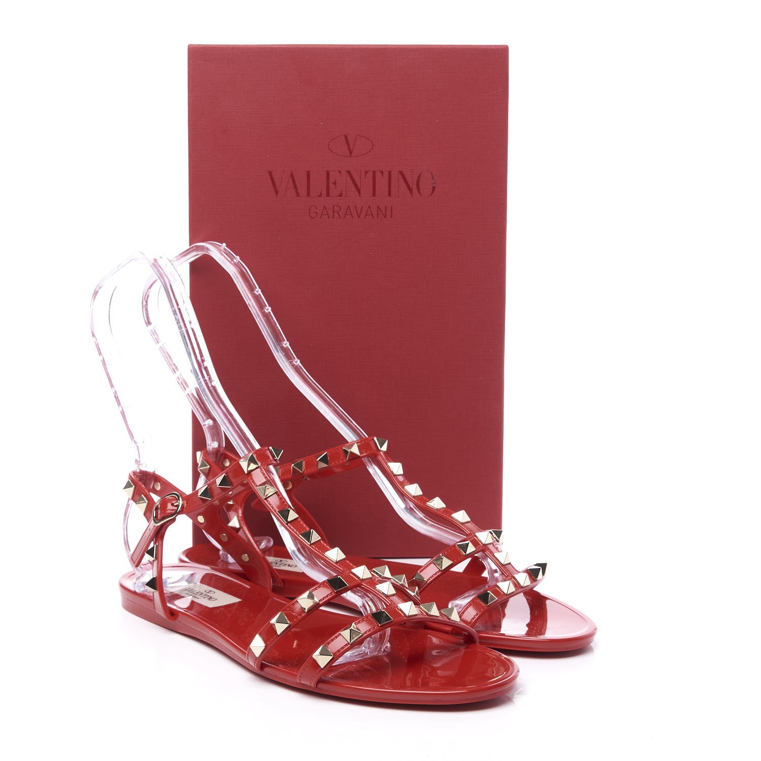 Valentino Garavani PVC Jelly Rockstud Caged Sandals 40 Rosso Valentino 10 of 10