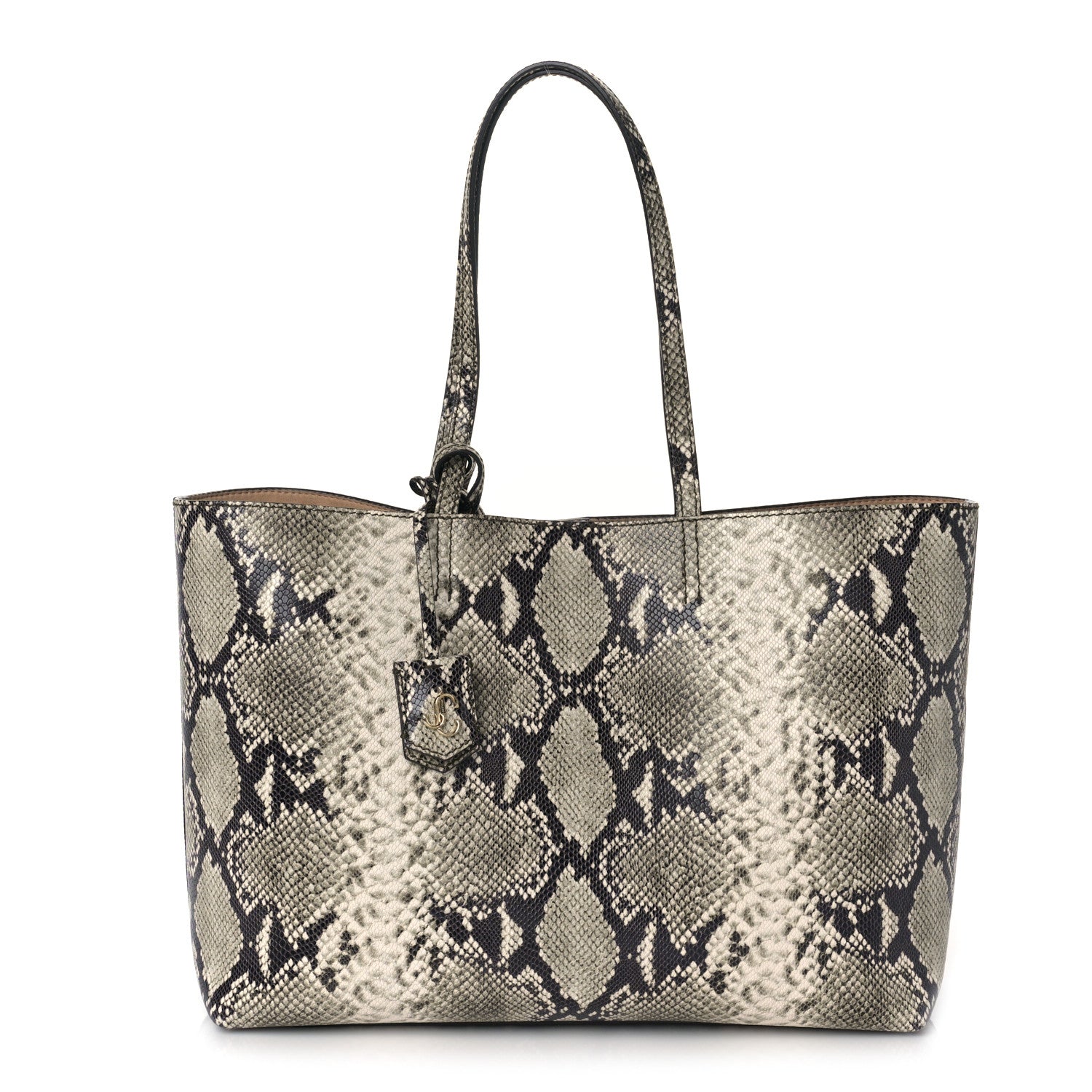 Jimmy Choo Snakeskin Embossed Calfskin Nine2Five East West Black White 2 of 11