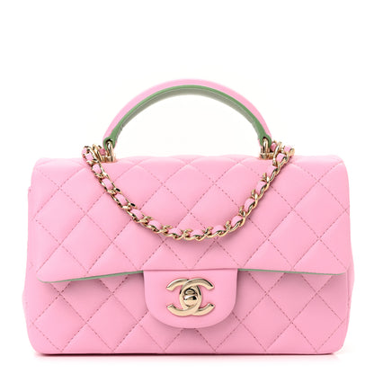 Chanel Lambskin Quilted Mini Top Handle Rectangular Flap Lilac Light Green 1 of 10