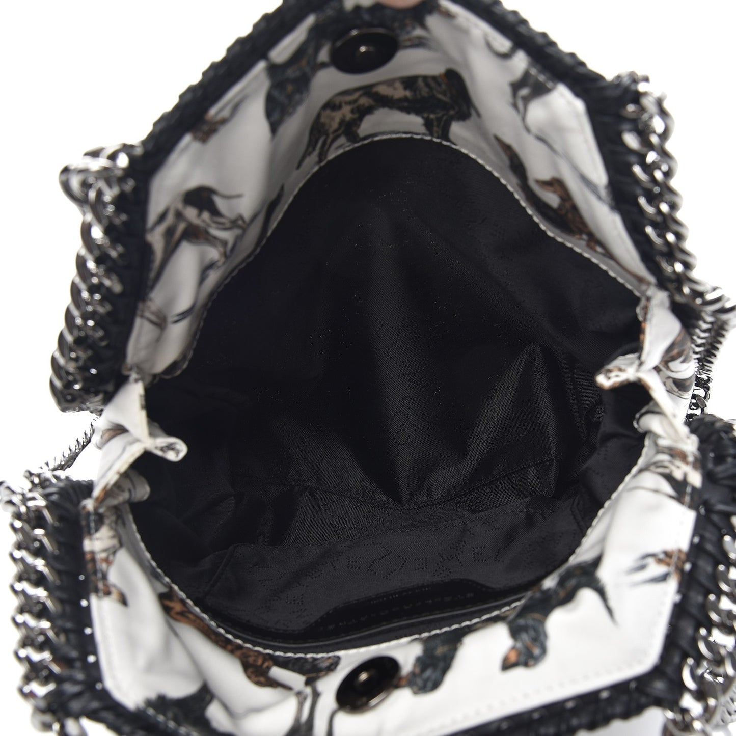 Cotton Canvas Dog Print Mini Falabella Tote White