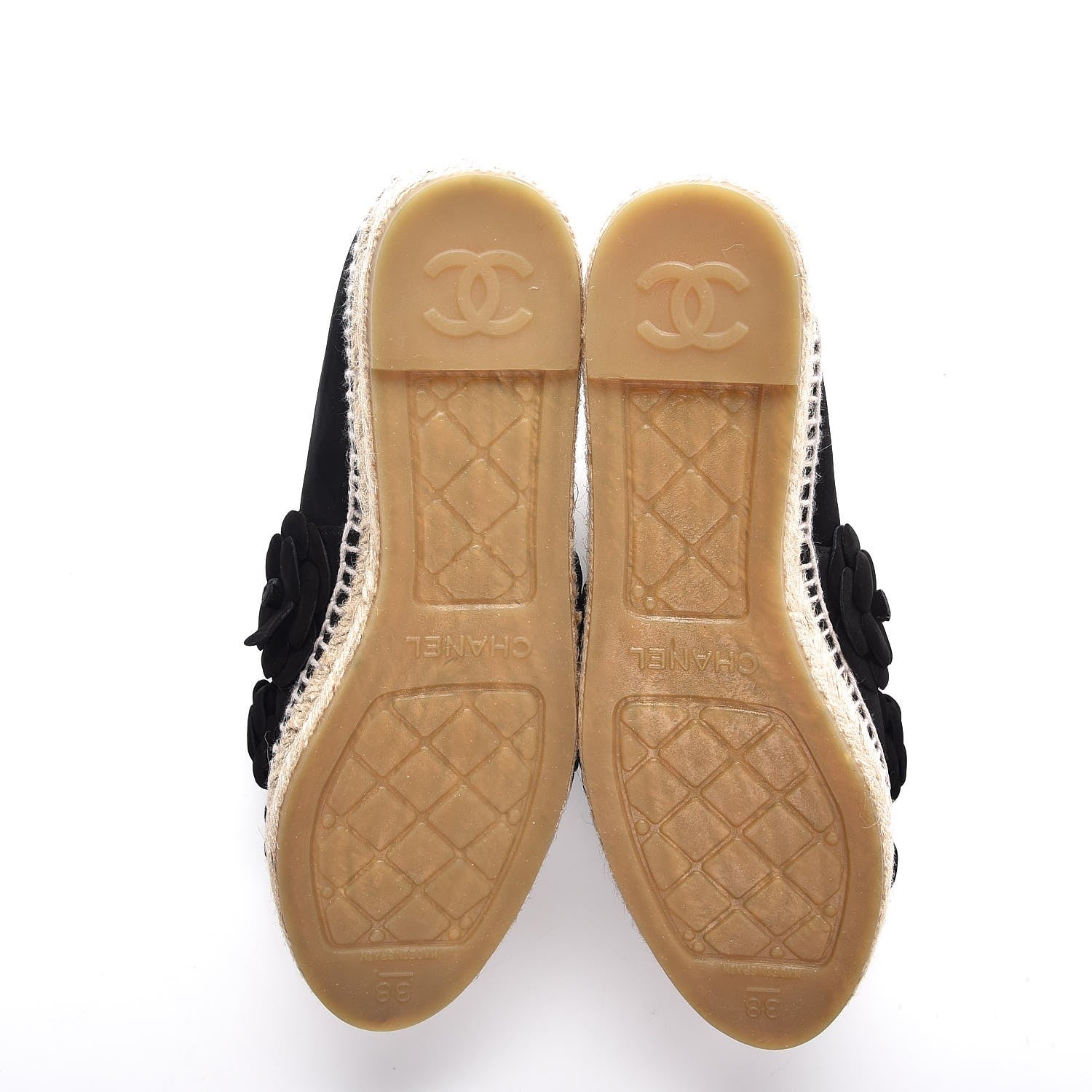 Chanel Suede Camellia CC Espadrilles 38 Black 5 of 9