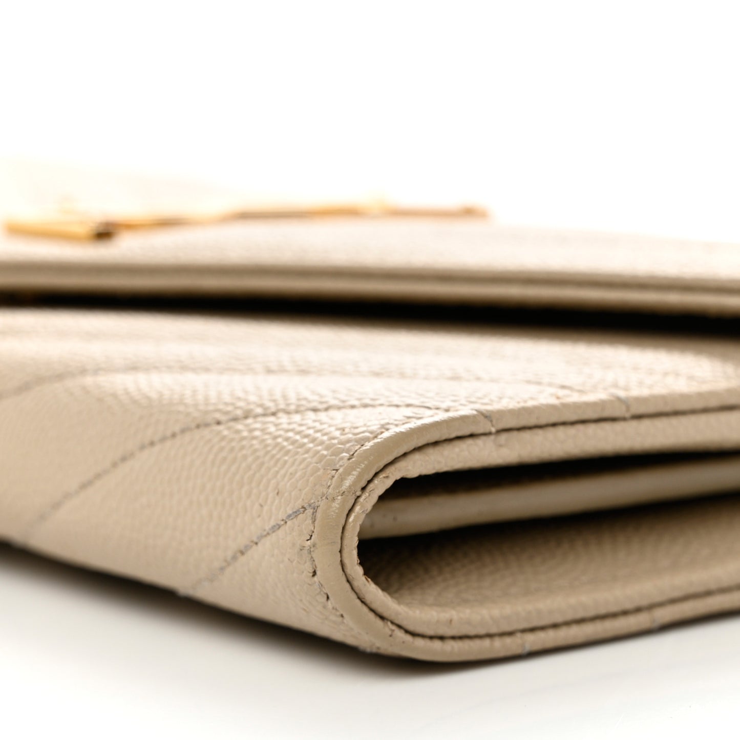 Grain De Poudre Matelasse Chevron Monogram Flap Wallet Dark Beige