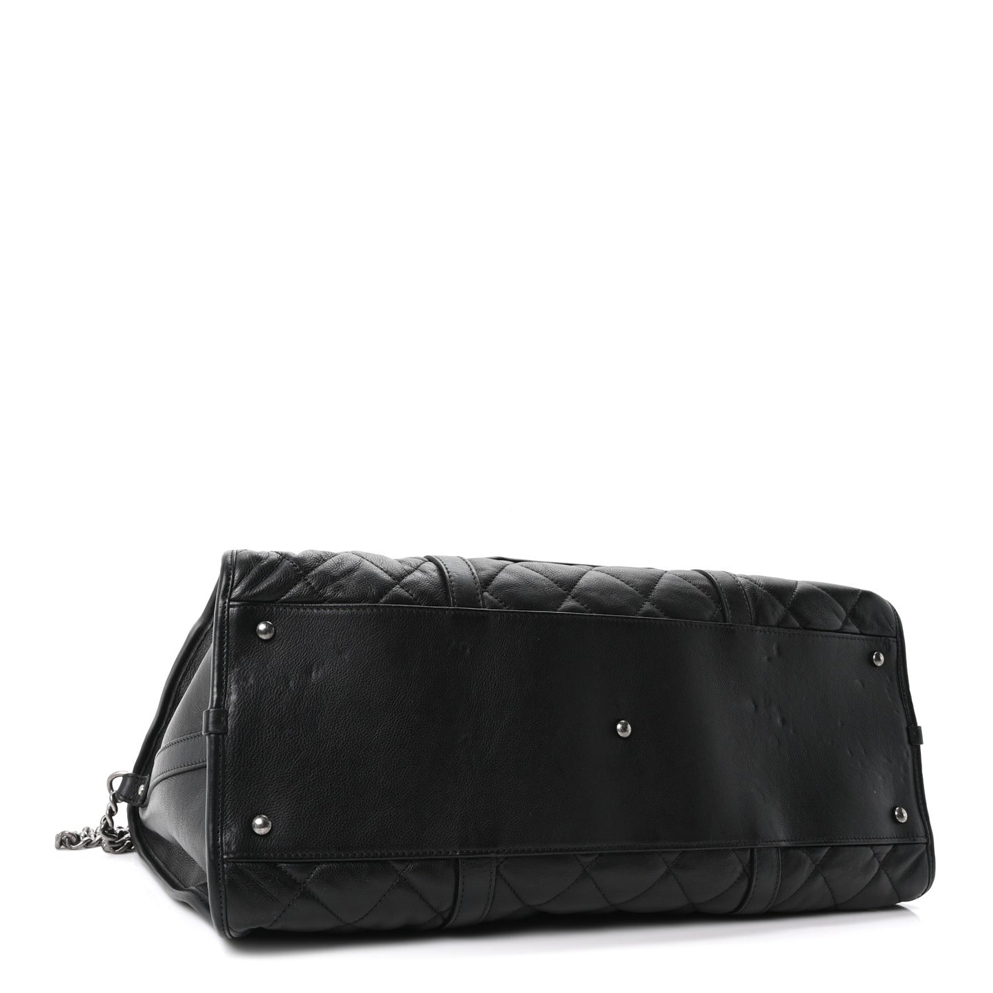 Calfskin Quilted Casual Riviera Bowling Bag Black
