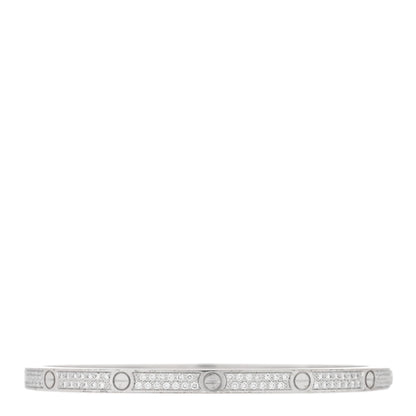 Cartier 18K White Gold Diamond Small LOVE Paved Bracelet 16 1 of 7