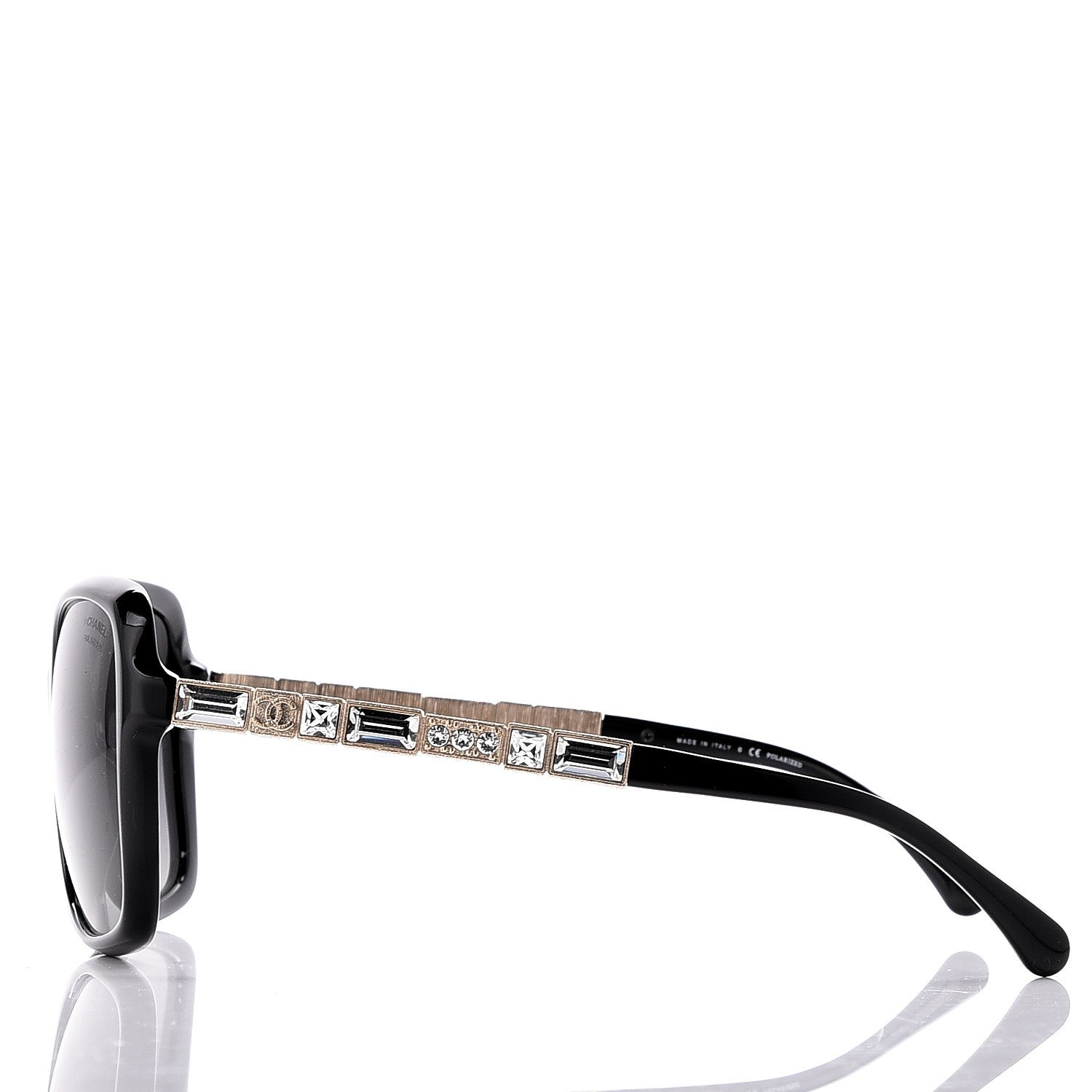 Chanel Crystal Baguette Polarized Square Sunglasses 5308-B Black 3 of 9