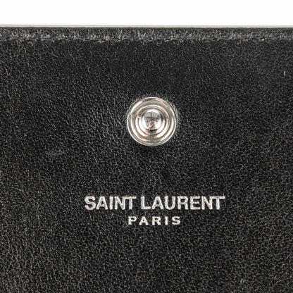 Saint Laurent Calfskin Crocodile Embossed Monogram Chain Wallet Nero Black 6 of 6