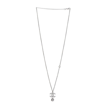 Chanel Crystal CC Drop Necklace Silver 3 of 6