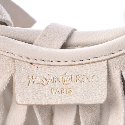 Saint Laurent Suede Boheme Fringe Hobo White 6 of 9