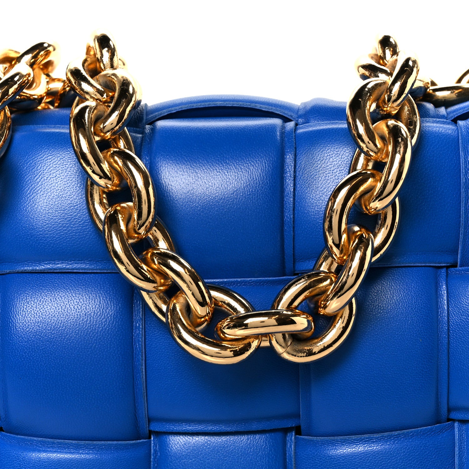 Bottega Veneta Lambskin Maxi Intreccio Padded Chain Cassette Crossbody Bag Cobalt 10 of 12