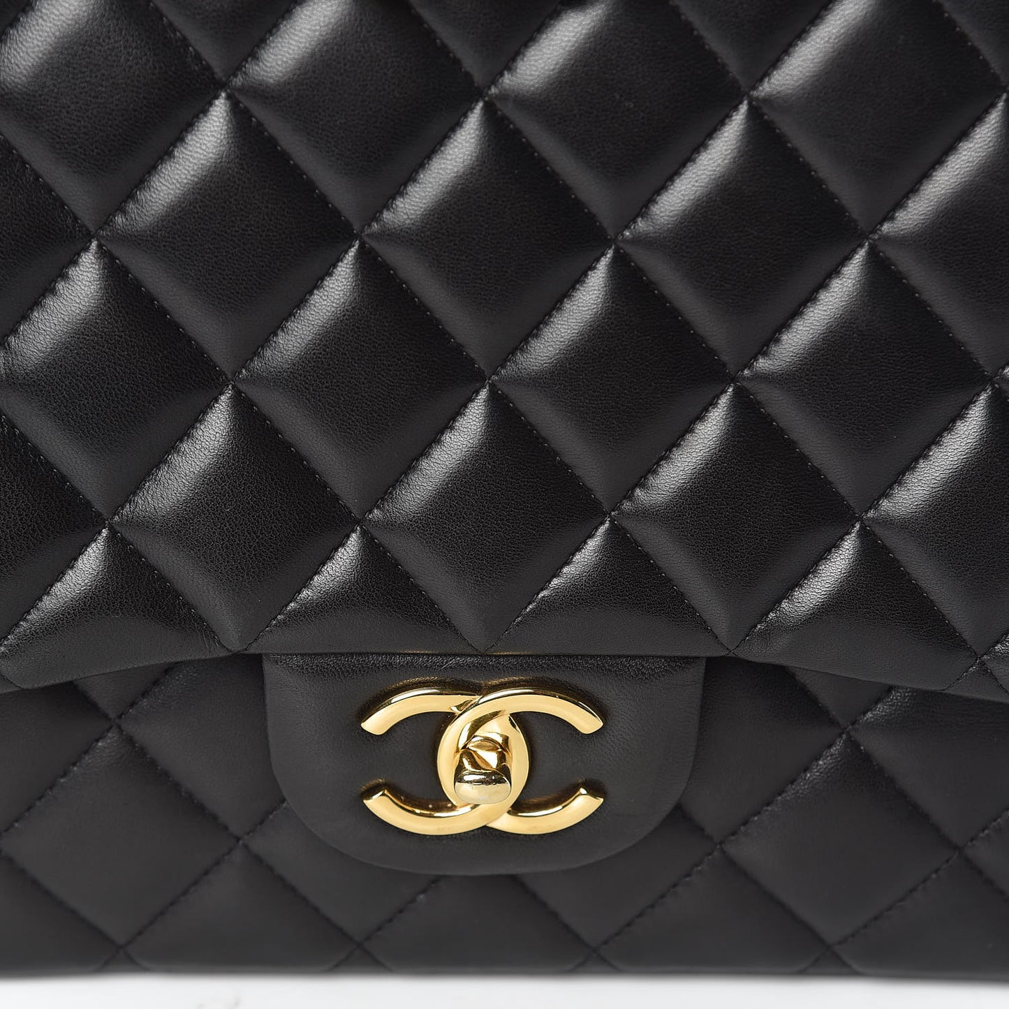 Lambskin Quilted Maxi Double Flap Black
