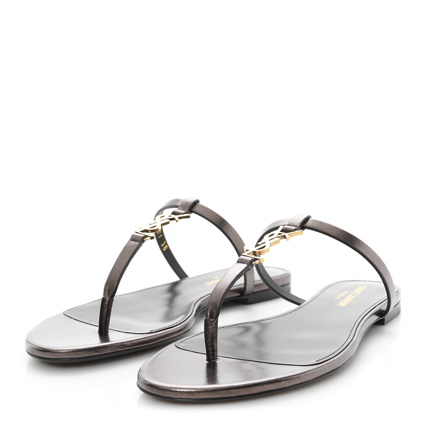 Calfskin Cassandra Monogram Sandals 38 Metal Walnut
