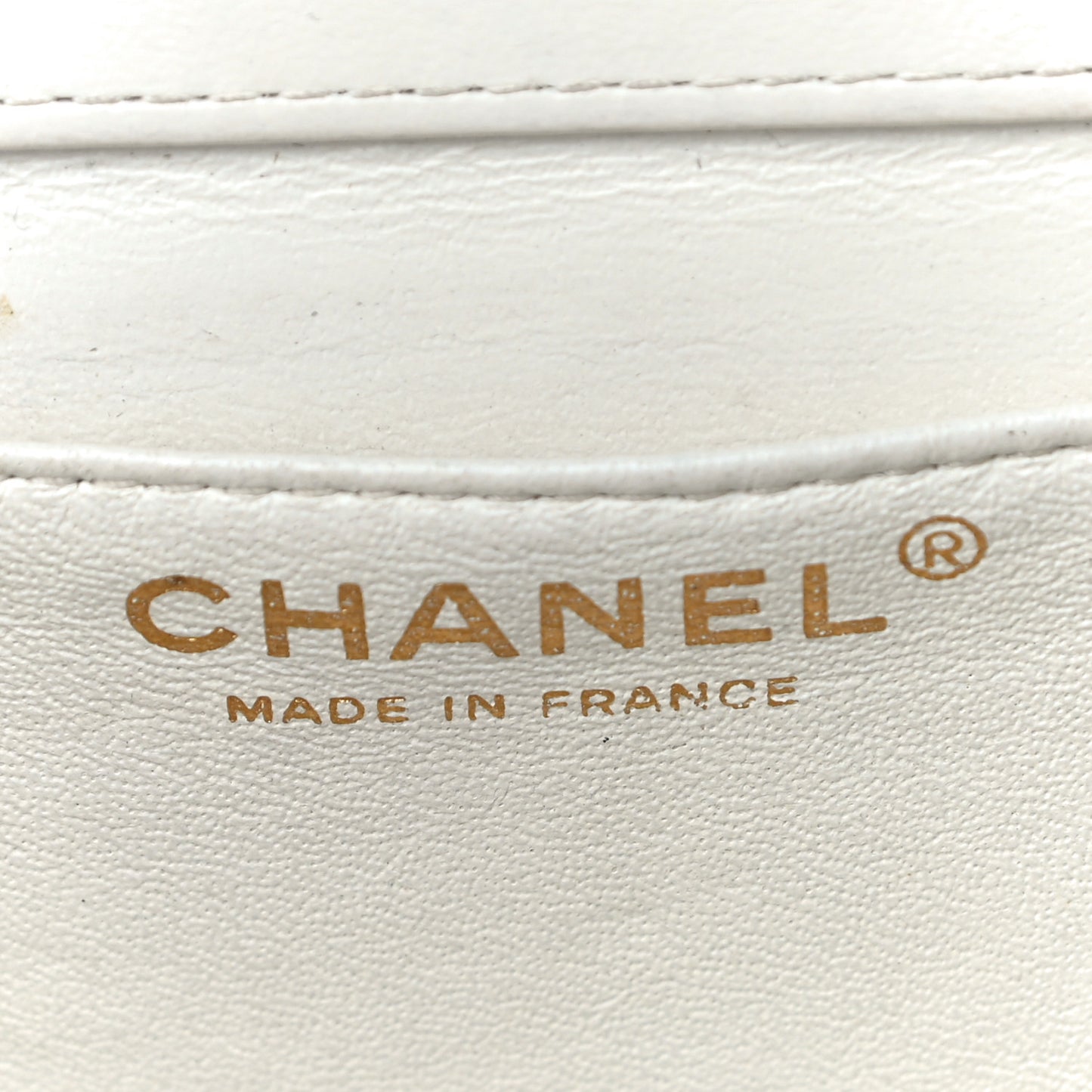 Glazed Calfskin Quilted Small Flap White