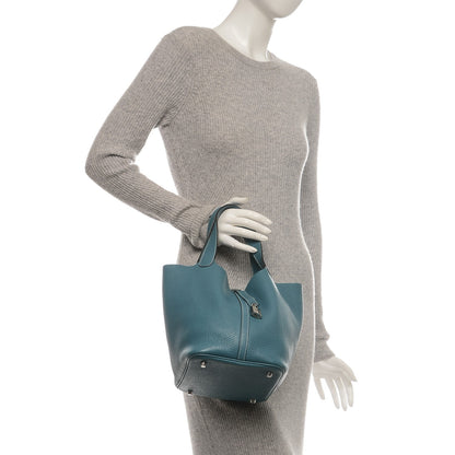 Hermes Taurillon Clemence Picotin Lock 22 MM Blue Jean 2 of 7