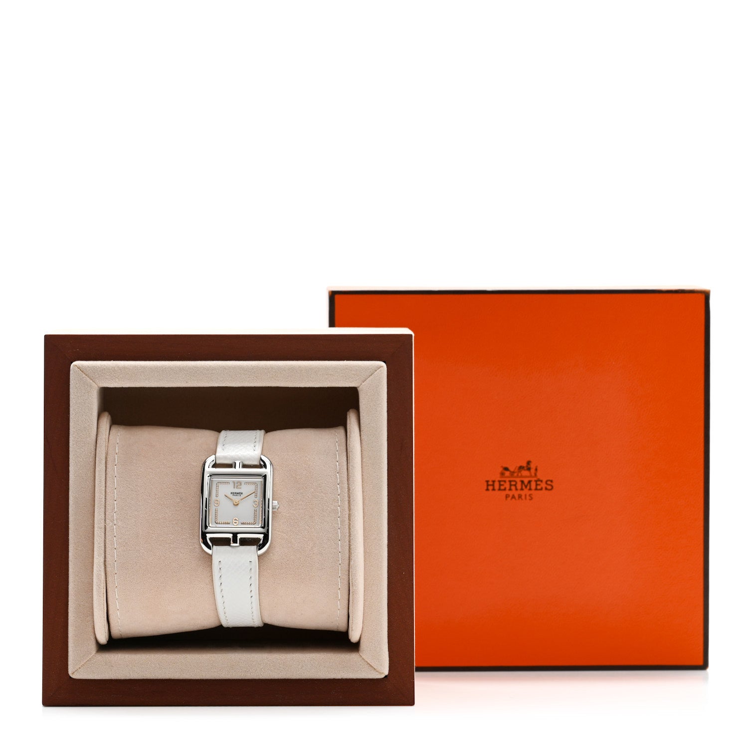 Hermes Stainless Steel Alligator Diamond 23mm Cape Cod Quartz